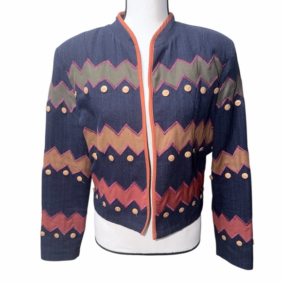 Spirit Creations Jackets & Blazers - Spirit Creations Cotton Blazer Multicolor Geometric Structured Size Small